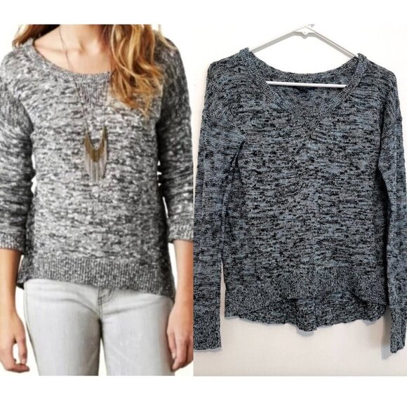 AMERICAN EAGLE Fireside Marled Sweater Blue Navy Blue Gold Metallic Cotton Small - Picture 1 of 16